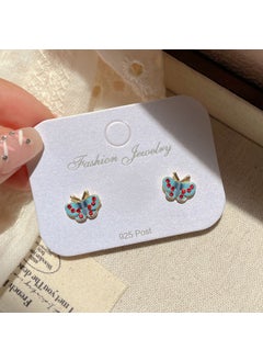 Summer Sweet Pink Butterfly Stud Earrings FZ2 small blue butterfly