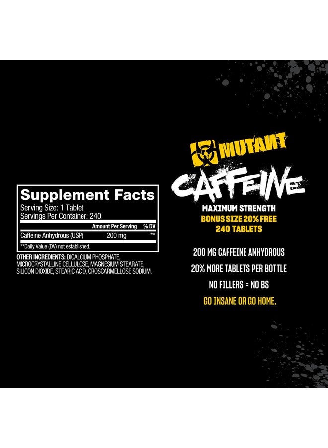 Mutant حبوب الكافيين موتانت - مكمل كافيين نقي من الدرجة الصيدلانية لزيادة الطاقة والتركيز واليقظة الذهنية والأداء والقدرة على التحمل - يقلل من التعب ويستعيد اليقظة - 240 قرص - Image 5