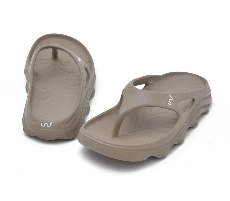 doubleu Recovery Slipper|Soft Doctor Anti-Skid Slipper for Men|Riva|Slides, Flip-Flops, Chappals (9,Khaki) - Image 2