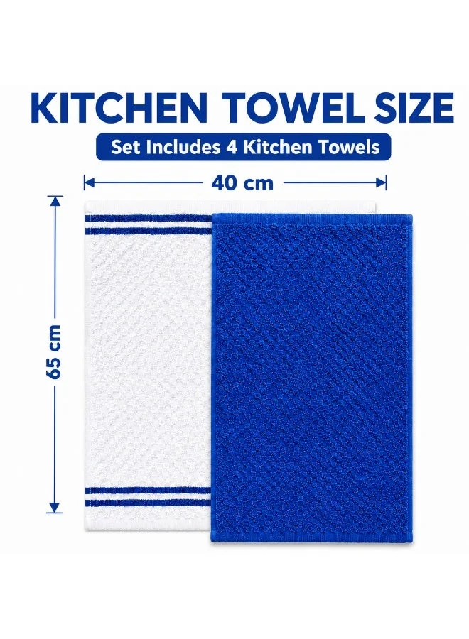 Bliss Casa Kitchen Towel Set (4 Pack, 40x65 cm) - Cotton Dish Towels, Durable Cleaning Cloths, Highly Absorbent Durable Multipurpose Bar Towels & Dish Cloths