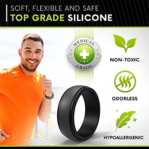 POPCHOSE Mens Silicone Wedding Rings, Silicone Rings Mens Silicone Rubber Wedding Bands for Men Size 7 8 9 10 11 12 13, 1 Pack Size 7 - Image 3