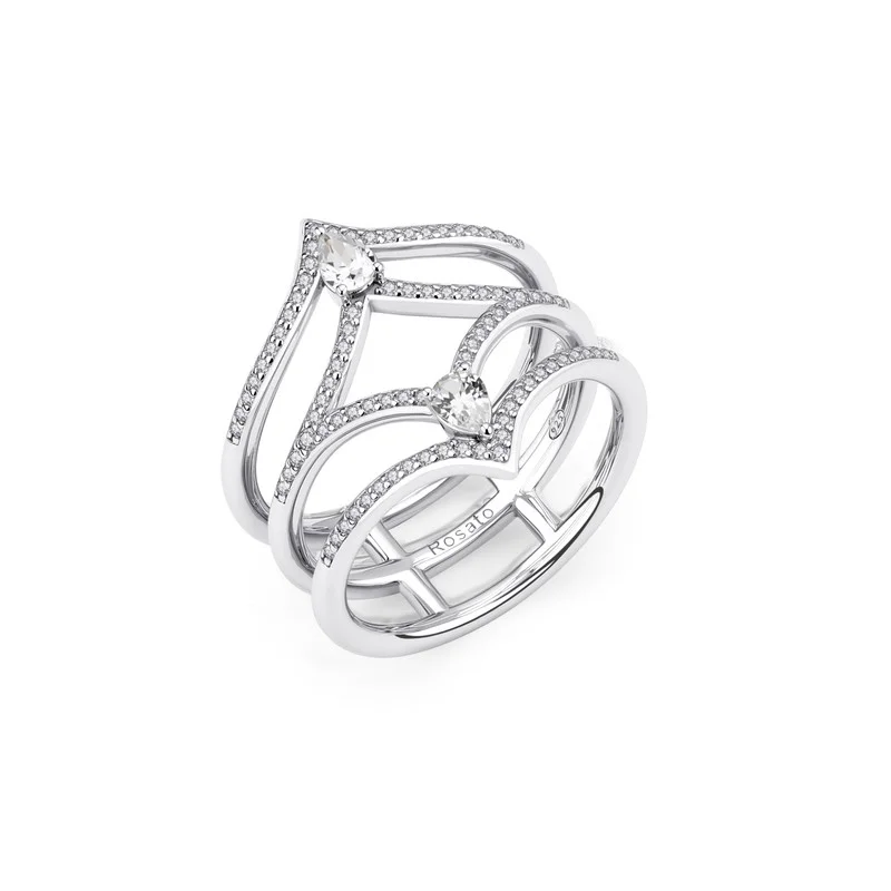 روساتو Sofia Rings in 925 Sterling Silver with 88 White Cubic Zirconia for Women's