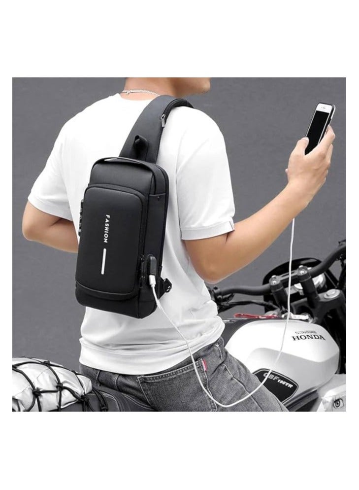 Heavy Duty Anti Theft Sling Chest Bag for Men and Women Waterproof Sling Backpack Crossbody Bag with USB Charging Port for Travel Hiking Jogging Gym Picnic and Daily Use - Image 2