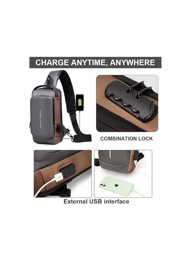 Heavy Duty Anti Theft Sling Chest Bag for Men and Women Waterproof Sling Backpack Crossbody Bag with USB Charging Port for Travel Hiking Jogging Gym Picnic and Daily Use - Image 5