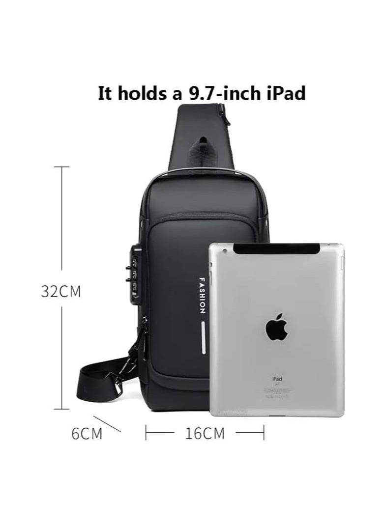 Heavy Duty Anti Theft Sling Chest Bag for Men and Women Waterproof Sling Backpack Crossbody Bag with USB Charging Port for Travel Hiking Jogging Gym Picnic and Daily Use - Image 3
