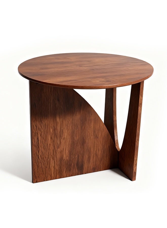 Migue home طاولة قهوة دائرية لغرفة المعيشة، طاولة جانبية، تجميع سهل، 50 سم ارتفاع × 50 سم عرض، لون الجوز - Image 2