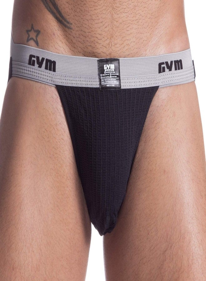 GYM 1" Waistband Swim/Run Jockstrap (Medium, Black) - Image 2
