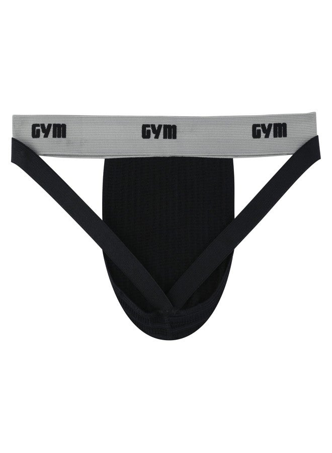 GYM 1" Waistband Swim/Run Jockstrap (Medium, Black) - Image 4