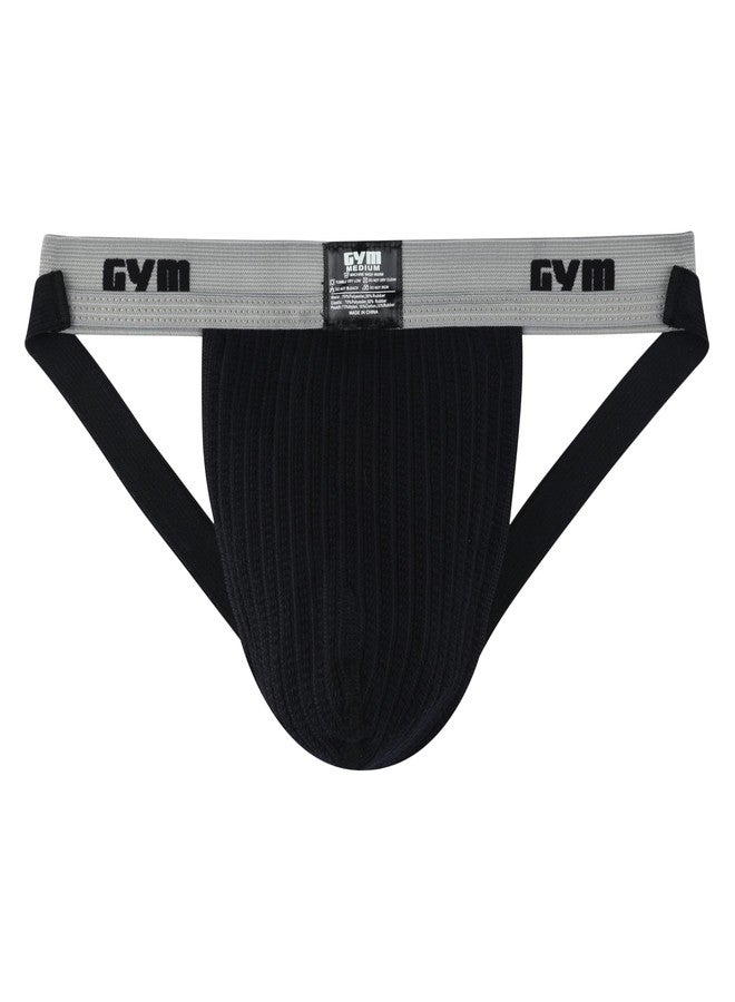GYM 1" Waistband Swim/Run Jockstrap (Medium, Black) - Image 3
