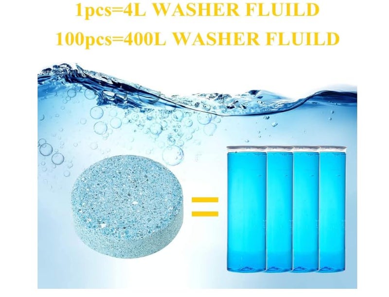 Herboking Windshield Washer Fluid Tablets for Car – Effervescent Glass Cleaner Tablets, Streak-Free Shine, Removes Dirt, Oil & Bugs, Quick Dissolve, Car Windshield Cleaning Solution (Pack of 100) - Image 4