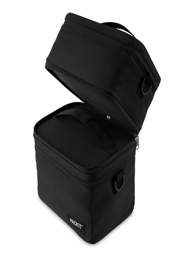 PackIt MOD 3-IN-1 Lunch Box, Black, Triple Function System, Insulated and Freezable with ECOFREEZE Technology, Removable Crossbody Strap, Top Handle, Designed for Fresh Office or Work Lunches - Image 4