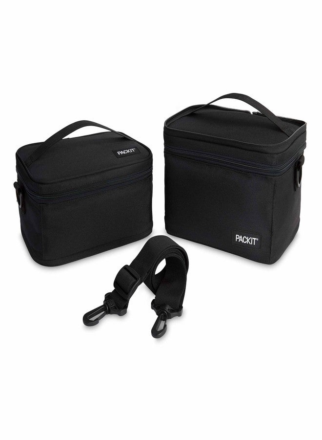 PackIt MOD 3-IN-1 Lunch Box, Black, Triple Function System, Insulated and Freezable with ECOFREEZE Technology, Removable Crossbody Strap, Top Handle, Designed for Fresh Office or Work Lunches - Image 3