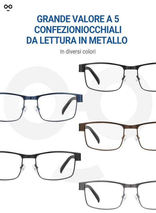 JOLISU 5PCS Reading Glasses Men - Blue Light Blocking Computer Metal Thin Frame Readers For Mens/Women（1.25） - Image 3