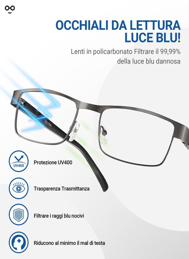 JOLISU 5PCS Reading Glasses Men - Blue Light Blocking Computer Metal Thin Frame Readers For Mens/Women（1.25） - Image 5