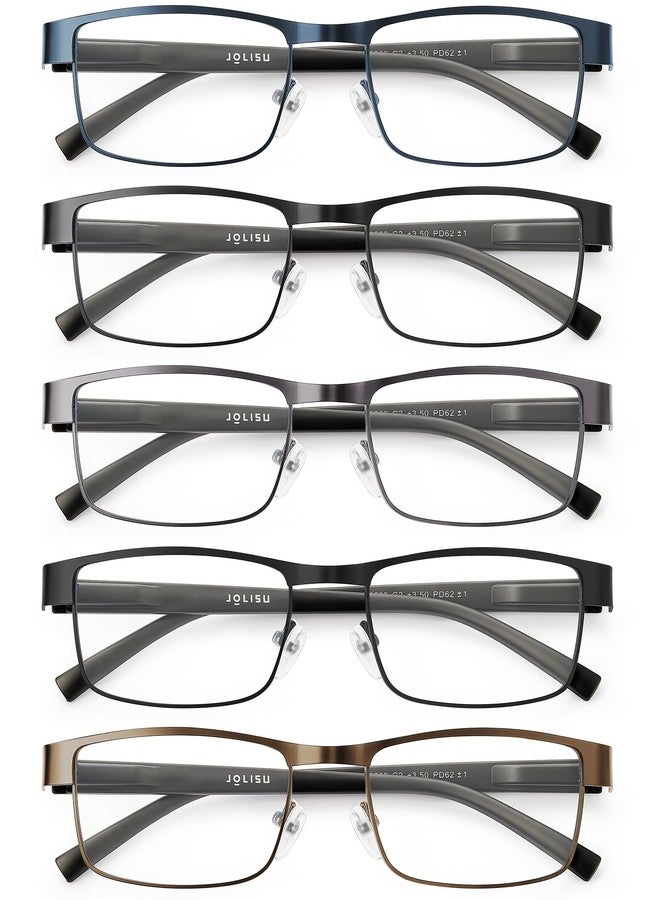 JOLISU 5PCS Reading Glasses Men - Blue Light Blocking Computer Metal Thin Frame Readers For Mens/Women（1.25） - Image 1