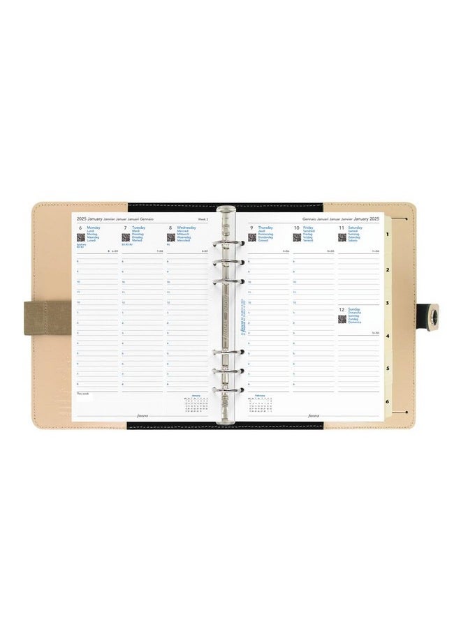 FILOFAX The Original Organizer, A5 Size, Patent Nude - Leather, Six Rings, Week-To-View Calendar Diary, Multilingual, 2025 (C022387-25)  - Image 3