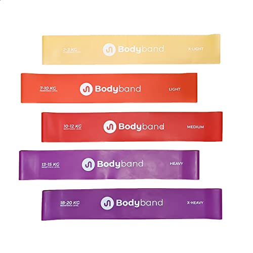 BodyBand Resistance Bands for Exercise for Men and Women Miniloop Resistance Band for Workout in Gym, Home Toning Band - Mini Loop Band Set of 5 Multicolor (Cherry Set) - Image 1