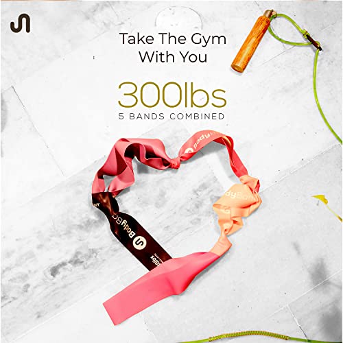 BodyBand Resistance Bands for Exercise for Men and Women Miniloop Resistance Band for Workout in Gym, Home Toning Band - Mini Loop Band Set of 5 Multicolor (Cherry Set) - Image 2