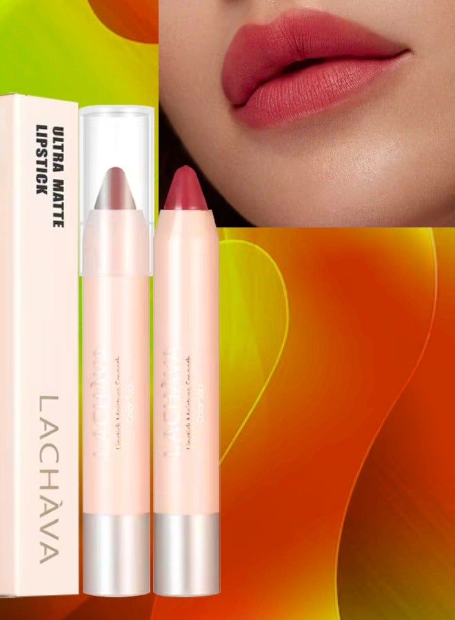 LACHAVA أحمر شفاه مطفي فائق مقاوم للماء وطويل الأمد محدد شفاه مكياج شفاه لمسة مطفية أحمر شفاه مرطب أحمر شفاه نود مطفي محدد شفاه أقلام شفاه رطبة ناعمة أقلام أحمر شفاه مطفية # 08 - Image 1