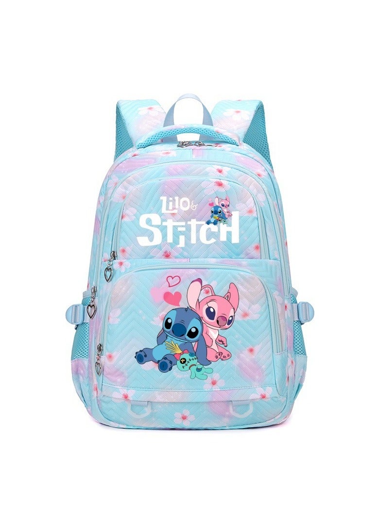 ستيتش حقيبة مدرسية كبيرة السعة، منقوشة برسومات كرتونية، مناسبة لطلاب المدارس الابتدائية والثانوية، خفيفة وأنيقة، بأبعاد 31*43*16 سم.