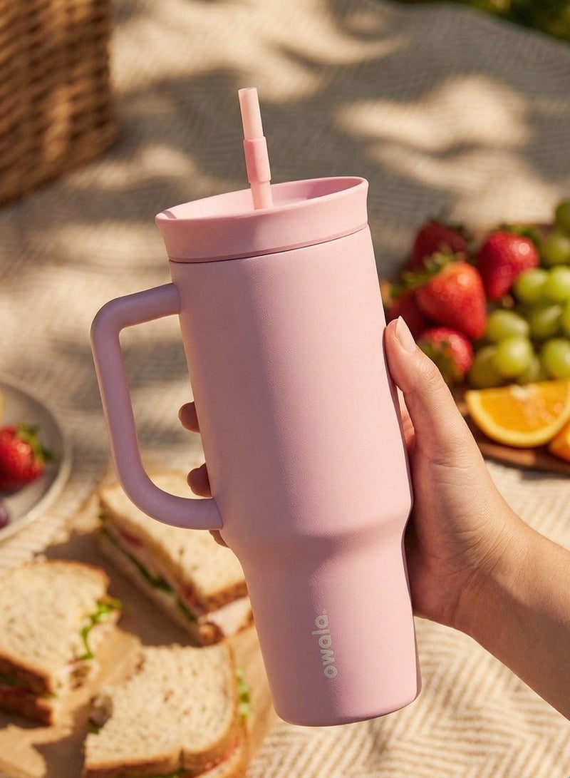 Owala FreeSip Triple-Layer Insulated Stainless Steel Water Bottle with Straw, Leak-Proof, BPA-Free, 40oz, 1-Pack, (Rose Quartz) - Image 4