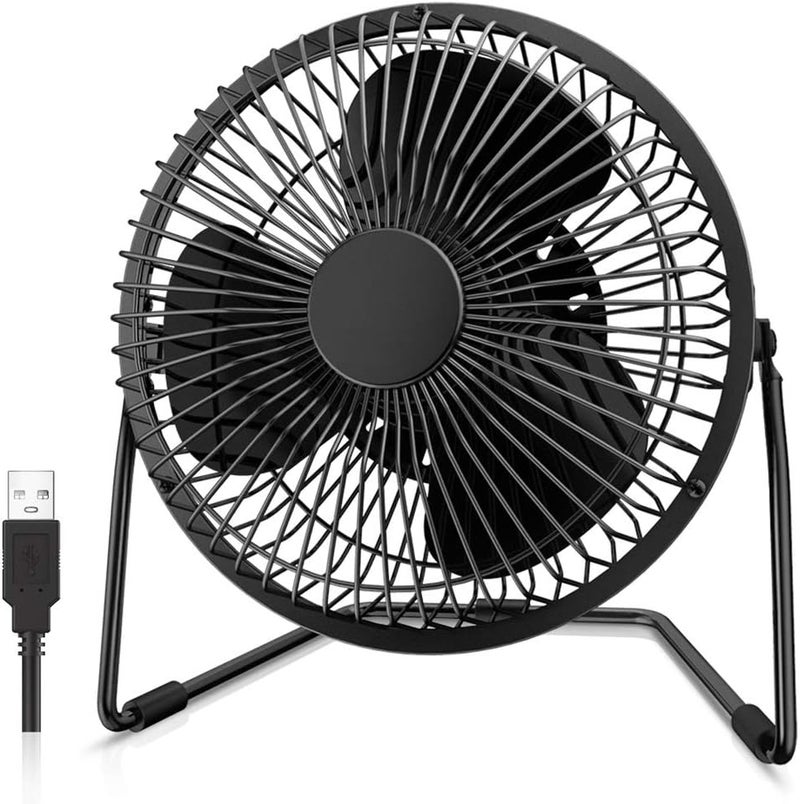 EasyAcc 5 Inch USB Desk Fan, Small USB Desk Fan, [Small Quiet Strong Airflow and 360° Rotating Personal Table Cooling Fan] USB Powered Portable Fan, 2 Speed（3.3~4.1 M/S Black (USB POWERED ONLY) - Image 1