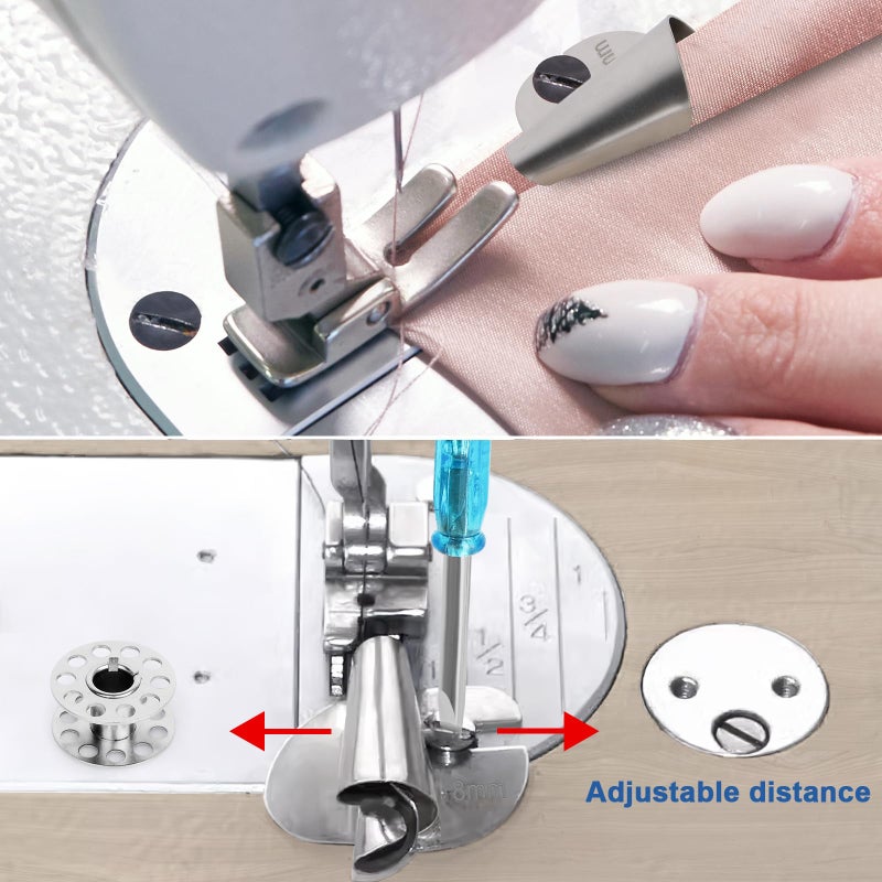 Sanchamy 2025 Upgraded Universal Sewing Rolled Hemmer Foot Set 8 Sizes Rolled Hem Presser Foot [3-10mm] Wide Rolled Hem Foot for Home Industrial Sewing Machine Sewing Supplies[8Pcs-3/4/5/6/7/8/9/10mm] - Image 5