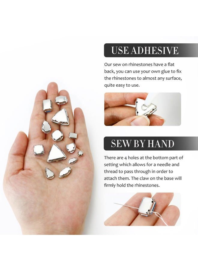 Dowarm Sew on Rhinestones 104 PCS Mixed Shapes Glass Sew on Crystals for Crafts Metal Flatback Claw Gemstones for Jewelry Making Costumes Clothes Garment, Red - Image 4