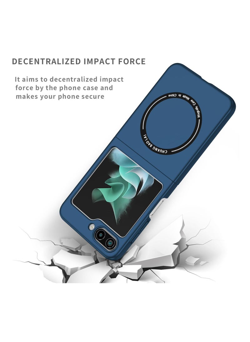 Excefore For Samsung Galaxy Z Flip5 Case, for Samsung Z Flip 5 Slim Thin Shockproof Full-Body Protective Cover Phone Case, Compatible with MagSafe Wireless Charger, for Samsung Galaxy Z Flip 5 5G CX (Blue) - Image 2