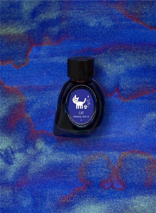 Colorverse Cat | Blue (with Shimmer) | Fountain Pen Ink Bottle |30ml | Dye Based | Multiverse Series - Image 2
