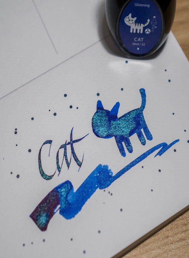 Colorverse Cat | Blue (with Shimmer) | Fountain Pen Ink Bottle |30ml | Dye Based | Multiverse Series - Image 4