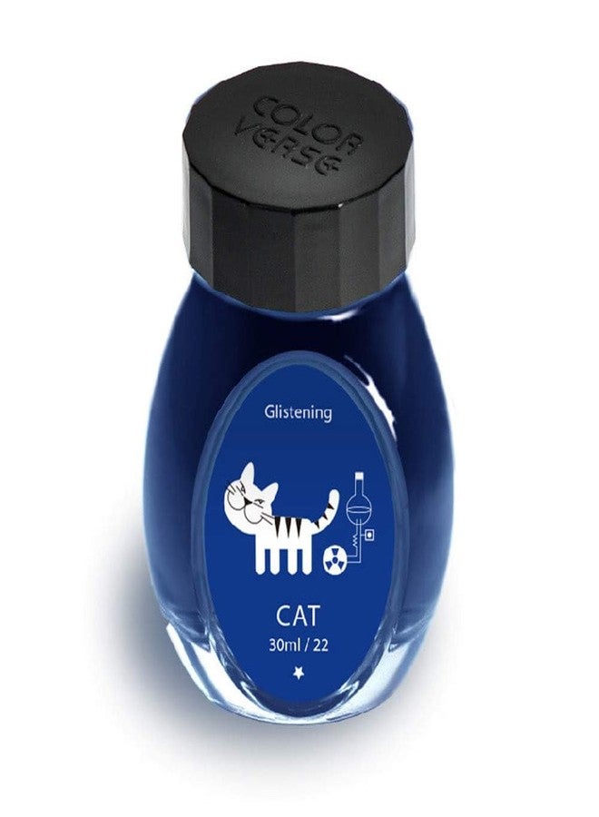 Colorverse Cat | Blue (with Shimmer) | Fountain Pen Ink Bottle |30ml | Dye Based | Multiverse Series - Image 1