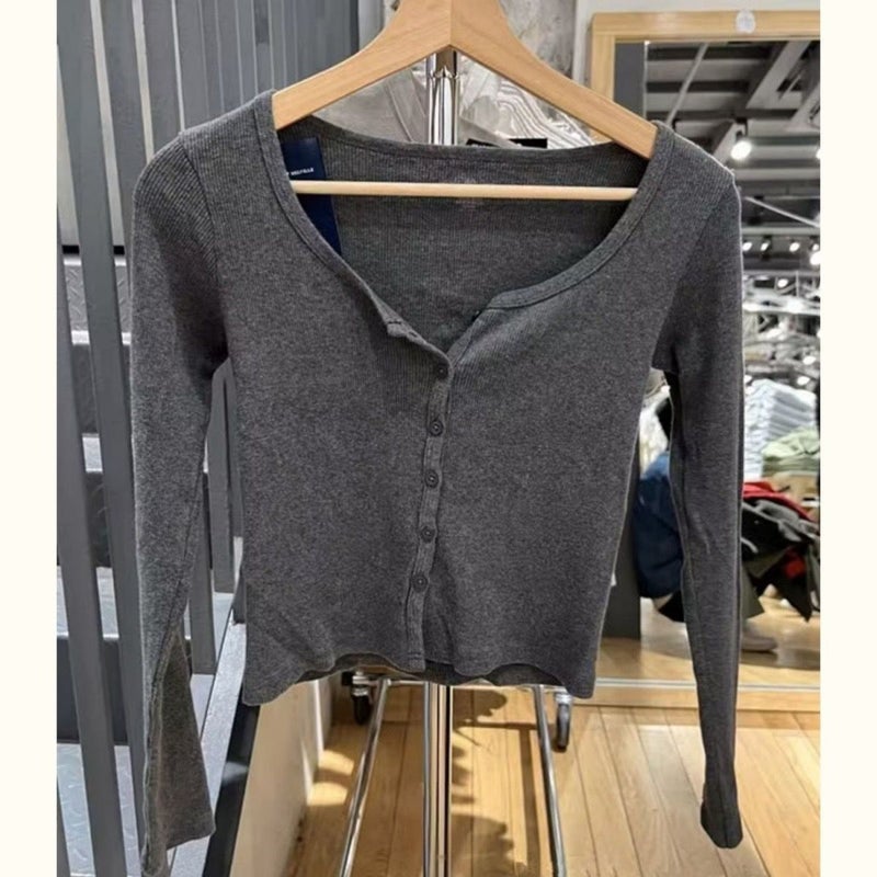 Sweet Baby Blue Short Rib Cardigan Sunscreen Coat Women'S Slim-Fit Thin Top Women'S Summer And Autumn Base Commuter - Image 1