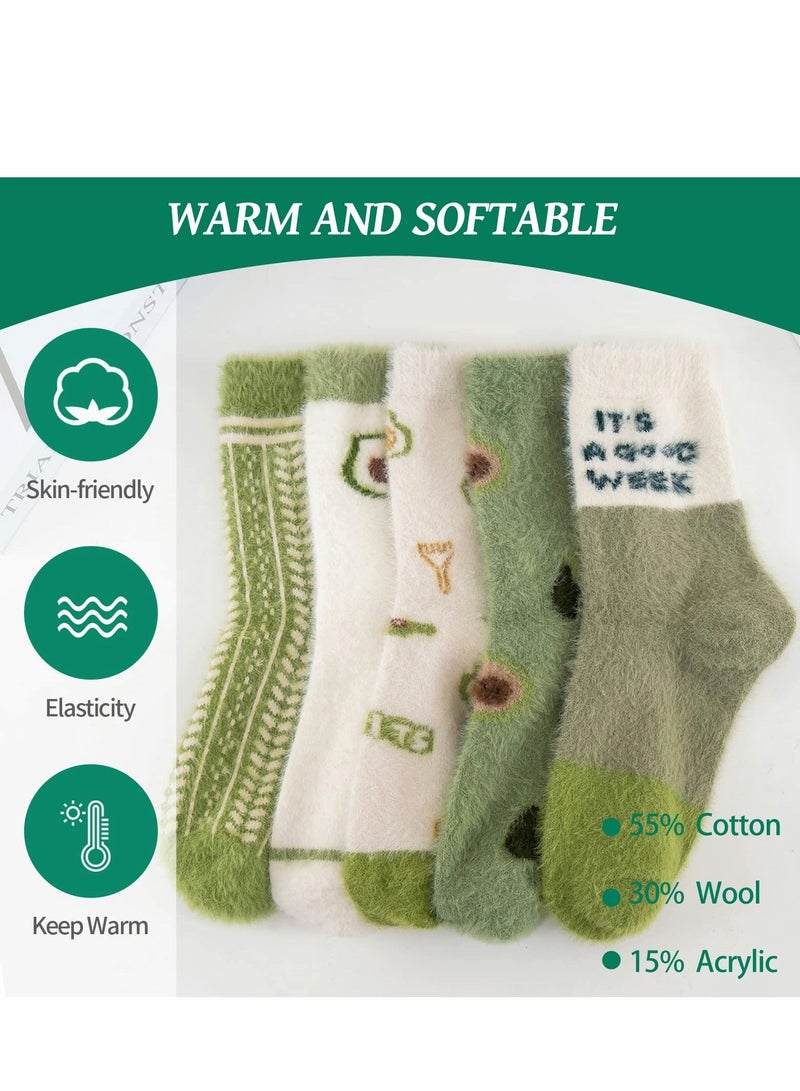 Womens Wool Socks, Colorful Crazy Cool Funny Socks, Patterned Funky Novelty Socks, Socks Wool Warm Soft Funny Socks 5 Pairs
