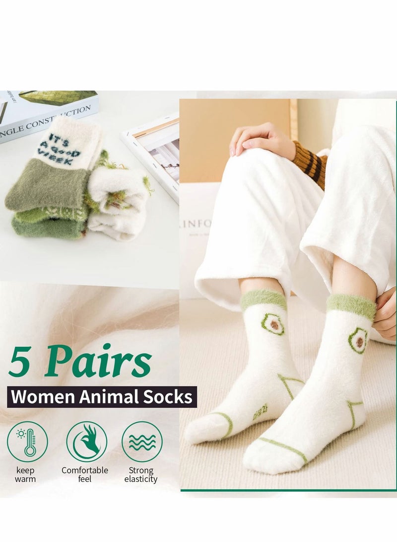 Womens Wool Socks, Colorful Crazy Cool Funny Socks, Patterned Funky Novelty Socks, Socks Wool Warm Soft Funny Socks 5 Pairs