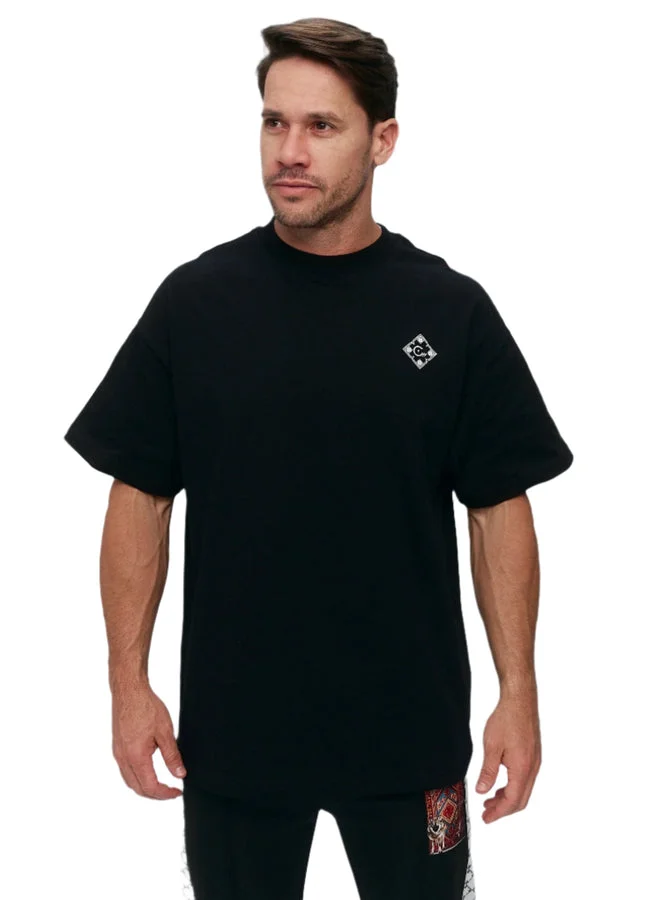 هاوس اوف سينمار Black T-shirt with Cenmar pattern printed