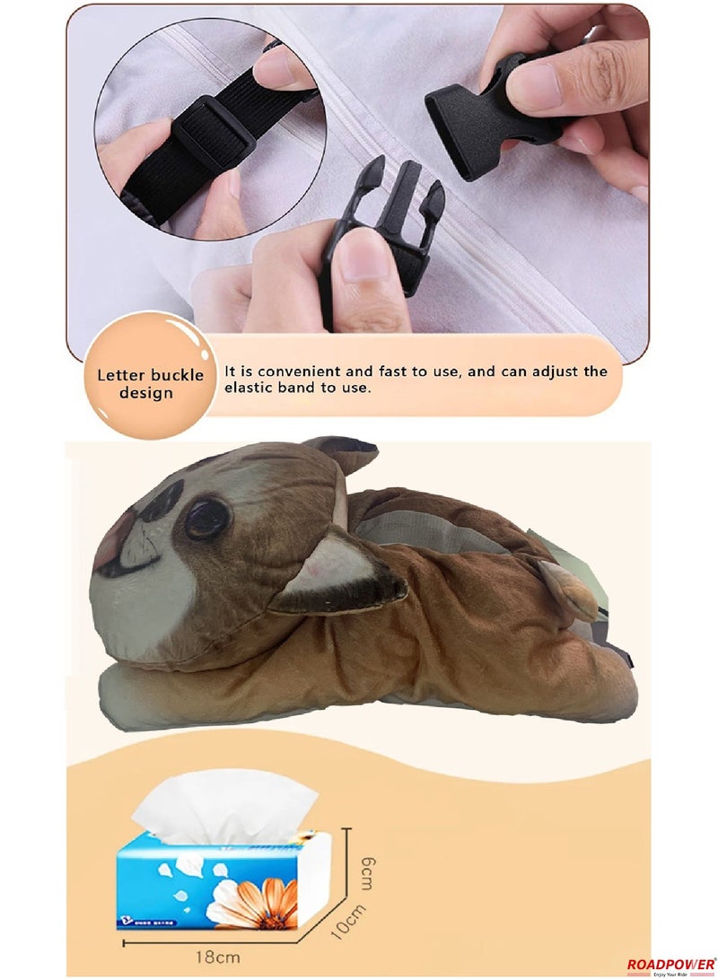 RoadPower Car Tissue Box Cute Cartoon Soft Plush Napkin Tissue Paper Holder Portable Paper Package Case Car Seat Tissue Box Car Styling Accessories  - Image 4