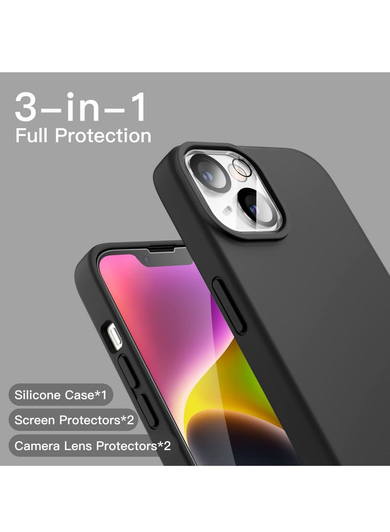 BORTONY iPhone 14 Cover with 2-Pack Screen Protector and 2-Pack Camera Lens Protector Liquid Silicone Shockproof Drop Protection Case 6.1 inch - Image 2