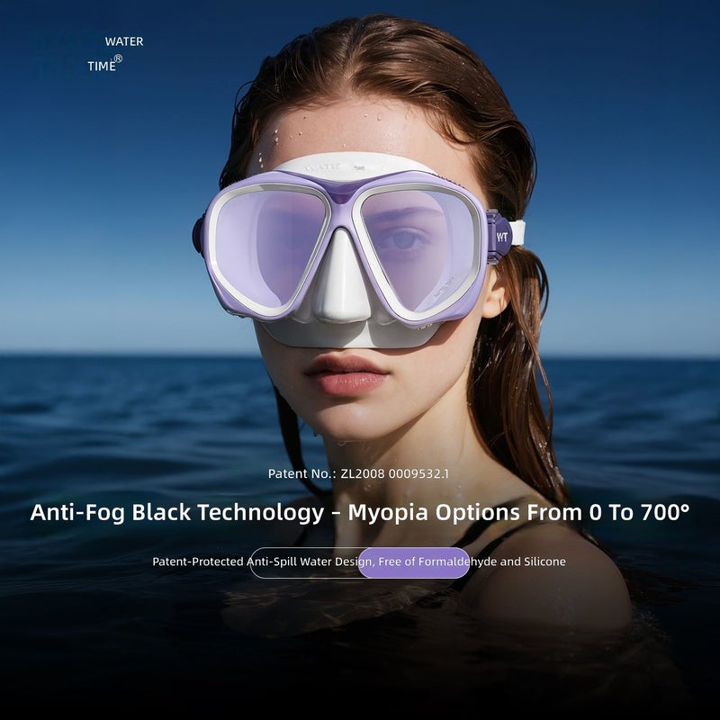 WaterTime Prescription Snorkeling Mask Set – Anti-Fog Diving Mask with Anti-Choking Snorkel - Image 2