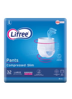 Lifree Slim Culotte Adult Diaper Pants Large Size 6 Cup Absorbency Mega Pack 32 Pieces  - Image 1