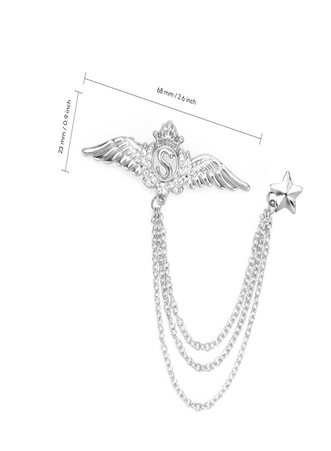 Wynameleri UJOY Chain Pins Brooch Silver Fashion Wing Design - Image 2