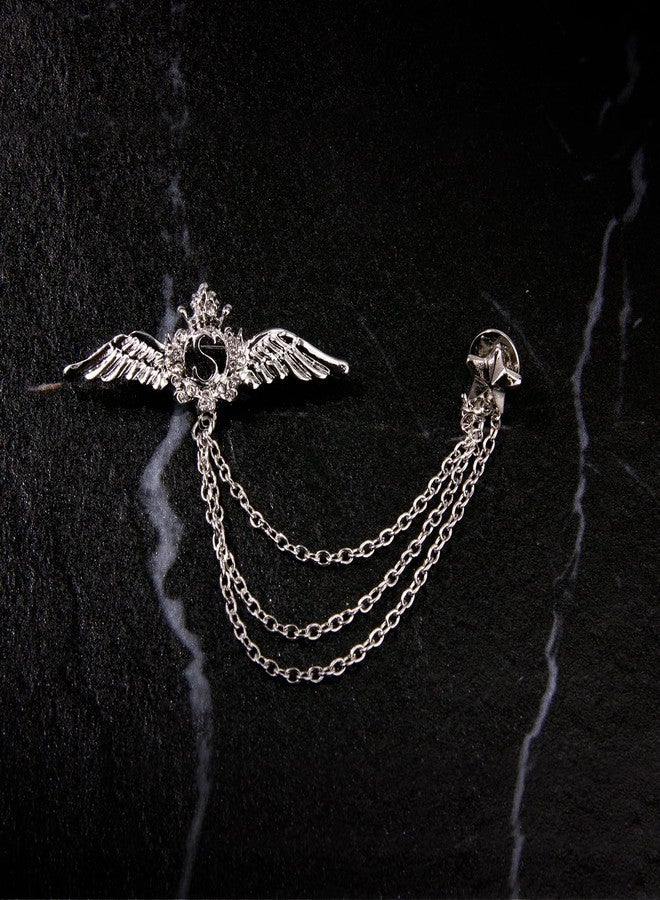Wynameleri UJOY Chain Pins Brooch Silver Fashion Wing Design - Image 4