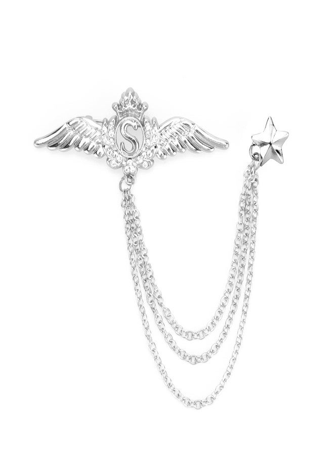 Wynameleri UJOY Chain Pins Brooch Silver Fashion Wing Design - Image 1
