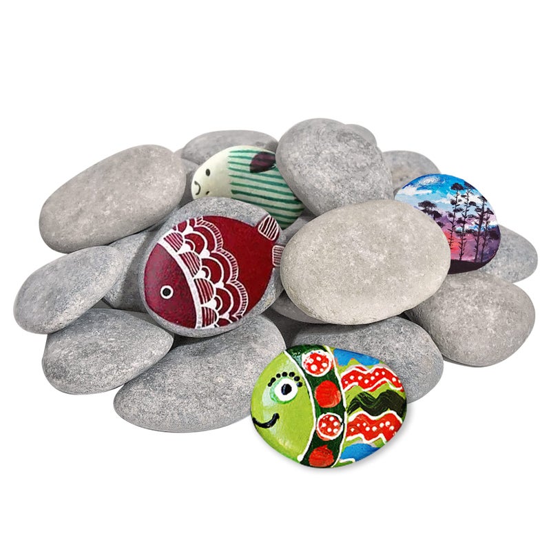 DALTACK 15 Pcs Large Rocks for Painting Natural River Rocks Flat River Rocks 23 Inches Stones for Arts Crafting