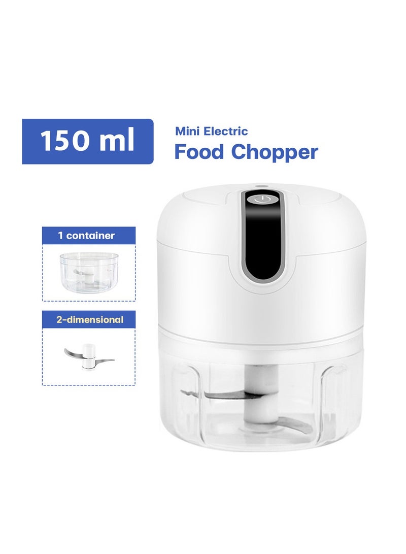 Electric Food Chopper Mini Chopper, Perfect for Garlic, Onion, Fruits, Vegetables, with 2 Stainless Steel Blades, 150ml  - Image 1
