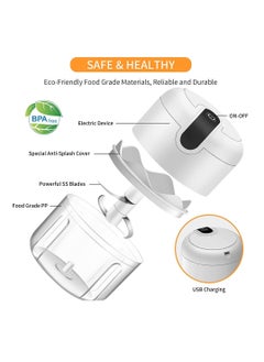 Generic Electric Food Chopper Mini Chopper, Perfect for Garlic, Onion, Fruits, Vegetables, with 2 Stainless Steel Blades, 150ml  - Image 3