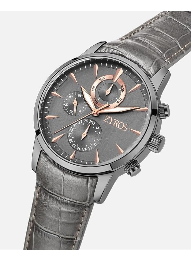 زايروس ساعة رجالية بسوار جلدي - Image 3