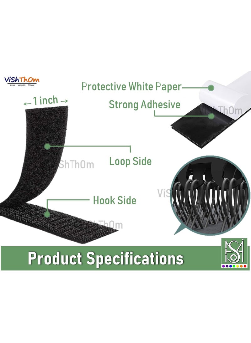 ViShThOm ViShThOm Premium SelfAdhesive Hook and Loop Tape Versatile 25M x 25mm Black Tape for Stationery Picture Hanging Tool Organization Home School and Office Use  - Image 3