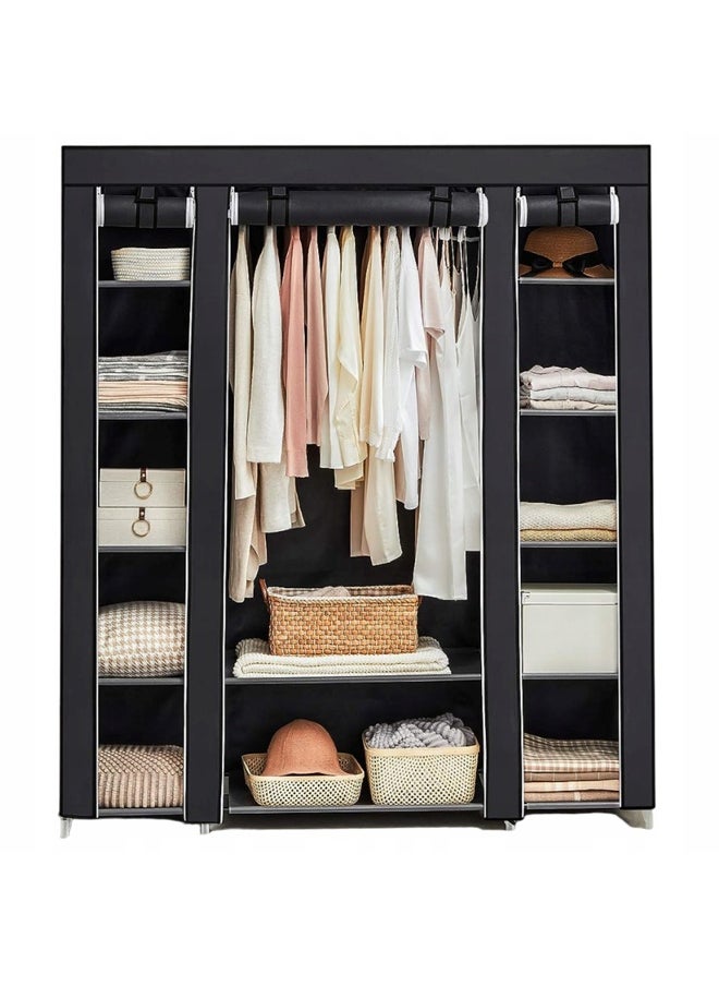 Cady One Foldable Fabric Wardrobe and Luggage Organizer with Hanging Rods and Clothes Rack for Storing Bags, Toys and Shoes  - Image 2