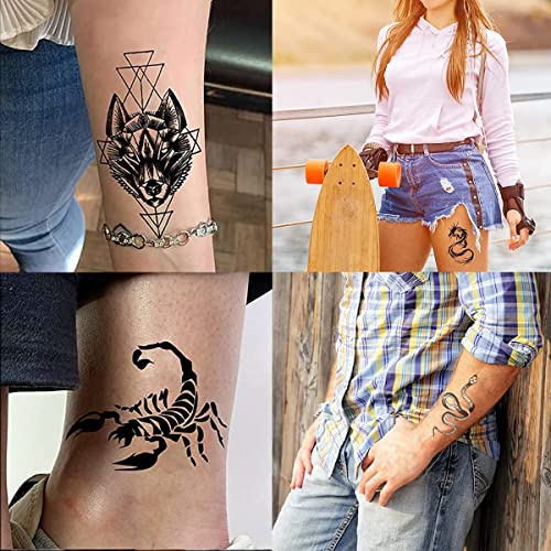 MAYCREATE® 38 ورقة وشم مؤقت للرجال، ملصق وشم أسود، وحش على الذراع، مقاوم للماء، ملصقات وشم كبيرة متنوعة - Image 5